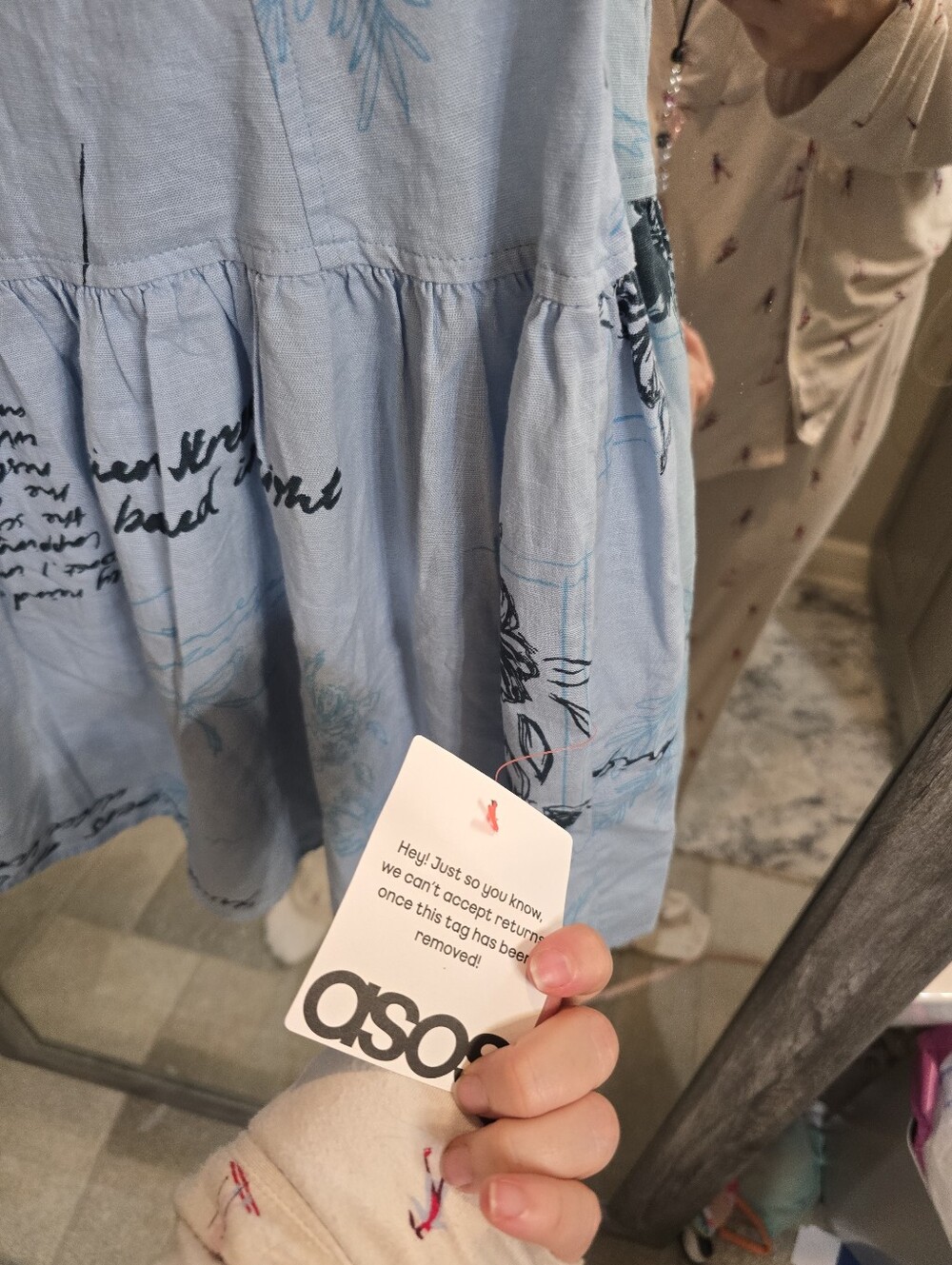 NWT ASOS Linen Cotton Light Blue Floral Print Sleeveless Sundress Medium Summer - Picture 4 of 10